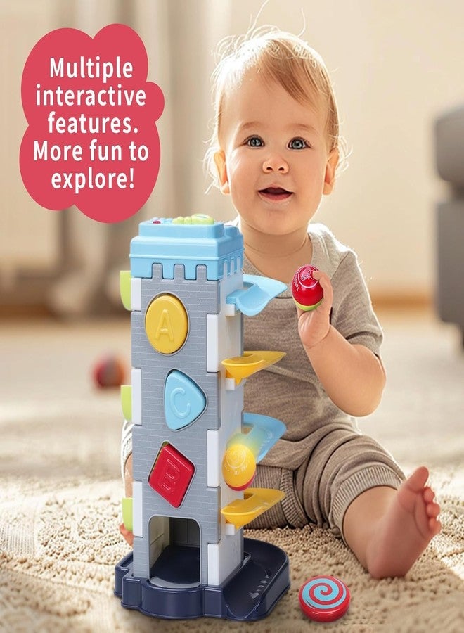 EXOMOON ألعاب برج الكرات للأطفال من إكسومون 4 في 1 مع موسيقى وأضواء، ألعاب تعليمية للأطفال من عمر 1-3 سنوات، لعبة تمييز الألوان وفرز الأشكال للأطفال من عمر 12-24 شهرًا، ألعاب إسقاط الكرات للأطفال من عمر سنة فما فوق، بنين وبنات - Image 4